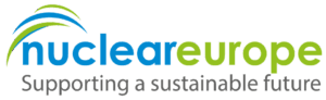Logo of Nucleareurope, media partner of binding.energy. The word "nucleareurope" is written in lowercase letters in a clean sans-serif font. "nuclear" is in dark blue, while "europe" appears in a lighter blue tone. A dynamic spiral of dots in different shades of blue curves around the text, symbolizing innovation, energy, and European cooperation in nuclear technologies.